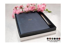 Amalfi A5 Italian Leather Refill Journal Set Navy Free Initial & Engraved Pen