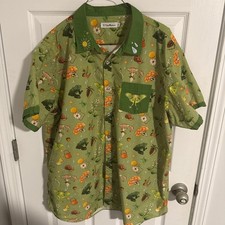 Theo Masters Greenhouse Button Down Shirt Envygreen Manor Luna Moth Frog 3XL OOP