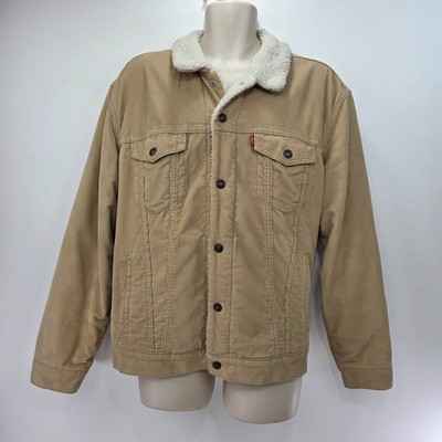 Levi Sherpa Trucker Jacke hellbraun Cord Herren Größe XL