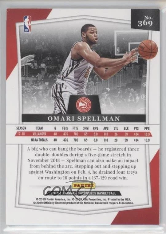 2018-19 Panini Chronicles Majestic Blue /99 Omari Spellman #369 Rookie RC - Image 2 of 2