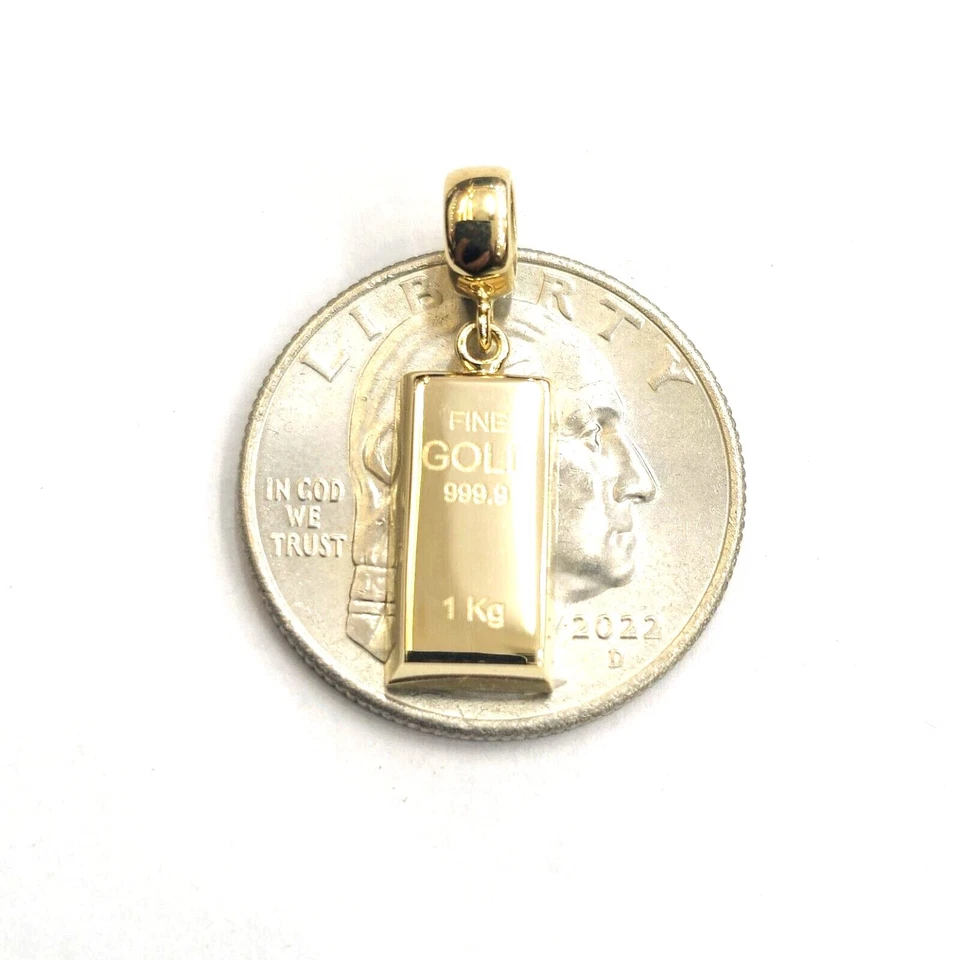 Крошечный золотой слиток из 14-каратного желтого золота 999,9 пробы 1 кг подвеска подарок 2 г - Изображение 4 из 4