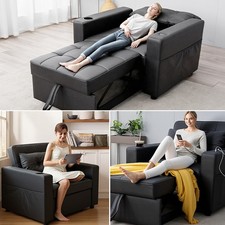 3-in-1 Chair Sofa Bed Folding Recliner Sleeper Built-in USB Ports,Cup Holder