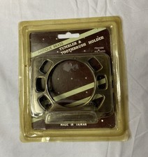 Antique Brass Wall Mount Toothbrush  Tumbler Holder Vintage Made In Taiwan NIB