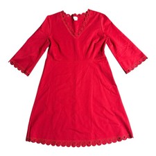 Chicos Poppy Open Work Trim Ponte Short Stretch Dress With Side Zipper Size 12