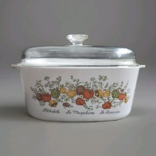 Vintage 70s Corning Ware Spice of Life 5 Quart Casserole Dish A-5-B W/ Pyrex Lid