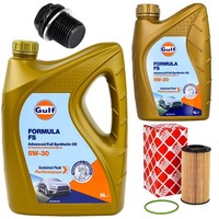 MotoröL Filter Set Gulf Formula FS 5W-30 6 Liter + Schraube FüR Ford Volvo V50