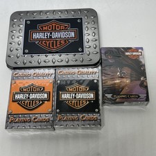Harley Davidson Playing Cards 3 Decks Metal Tin Sealed Old New Stock Bicycle