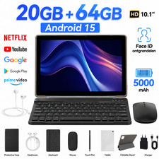 Android 15 Tablet 64GB Dual Camera 5MP 8MP Widevine L1 IPS W/ Keyboard Set