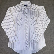 Vintage Y2K Wrangler Western Pearl Snap Shirt Men s L White Red Stripe Cowboy