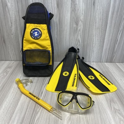 US Divers Kinder Aqua Lung Scuba Schnorchelflossen, Maske, Schnorchel & Tasche Größe L/XL PT