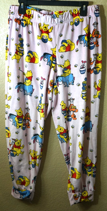 Disney Juniors L polyester silky fleece pink Winnie the Pooh & crew joggers