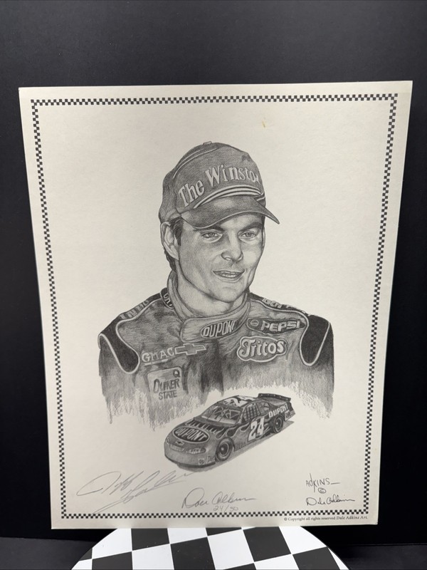 Jeff Gordon #24 & Dale Adkins Hand Signed Dale Adkins Art Sketch 24 of 50 w/COA