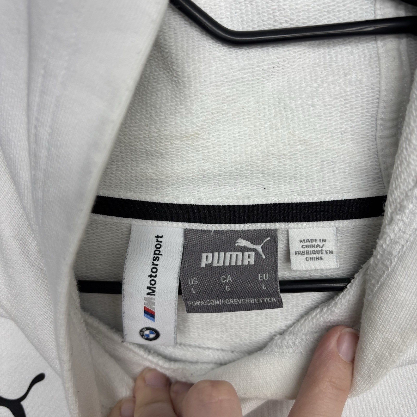 PUMA Bmw Mms Street Hoodie Mens Large Athletic Outerwear Casual Pockets White image 9