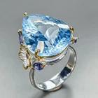Color A+ 26 ct+ Natural Blue Topaz Ring 925 Sterling Silver Size 8 /R468361