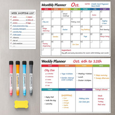 Dry Erase Magnetic Calendar for Refrigerator, 3 Pack- Monthly Weekly Daily P