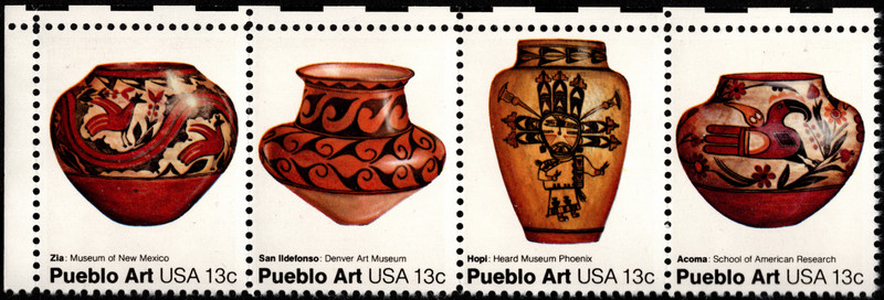 US Stamps Scott # 1706 - # 1709 Mint NH F-VF 13 Cents Native American Art Issue