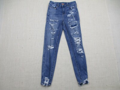 American Eagle Curvy Hi-Rise Jegging Distressed - Size 0, 26'' Inseam
