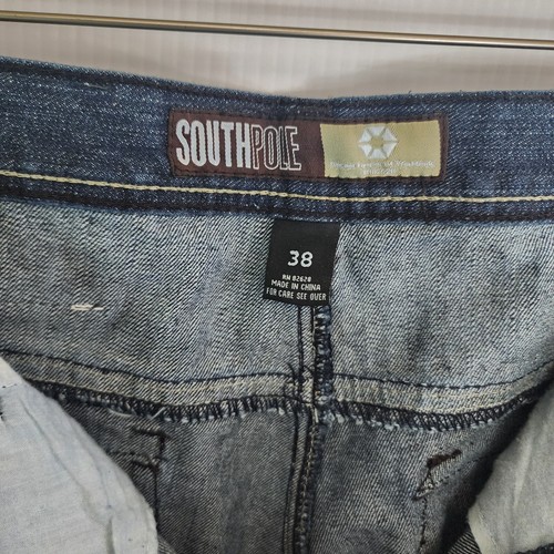 VTG Southpole Jeans Mens Size 38X31 Blue Baggy Skater Flap Pockets Y2K Hip Hop - Foto 7 di 13
