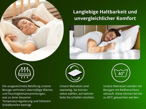 Taschenfederkern Matratze Salsa 7 Zonen Doppelseitige Bezug 90x200 H3 18cm - Bild 13 von 31