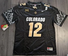 Travis Hunter #12 2024 Colorado Buffaloes Big 12 Black Game Jersey Large