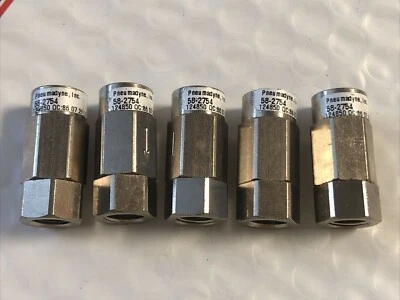 (5) Pneumadyne 58-2754 Pneumatic Check Valve (.5 Psi Crack/125 Max) 1/8" FNPT SS