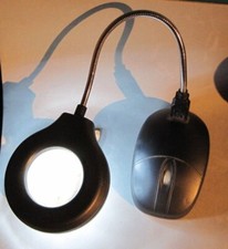 Tabletop Magnifier Flexible Desk Light 10" - USB to Computer or Simulated Mouse