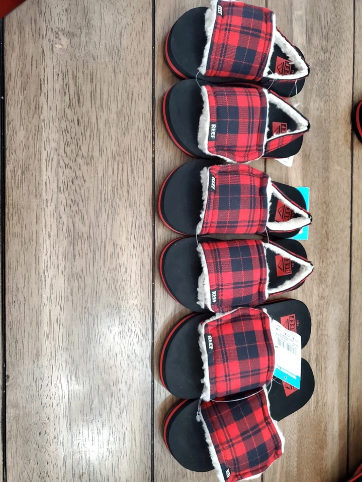 Reef Toddler Kids Little Ahi Camper Fuzzy Plaid Slip On Sandal 9/10 11/12 13/1  - Image 3 of 4