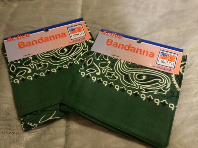 2 - Scotch Green Paisley Cotton Bandanas Scarf Handkerchief Hanky 22'' x 22'' New 