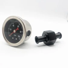 0-100 psi Fuel Pressure Gauge with 3/8 Inch Fitting Adapter Oil Pressure Gauge