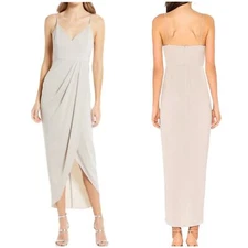 Shona Joy NWT Cocktail Draped Tulip Hem Maxi Dress In Oyster Size 4 Sleeveless