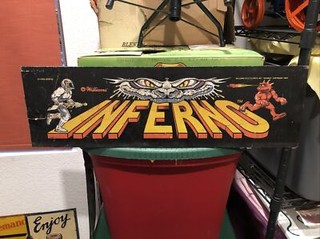Super Rare 1984 Williams Inferno Original Arcade Cabinet Marquee