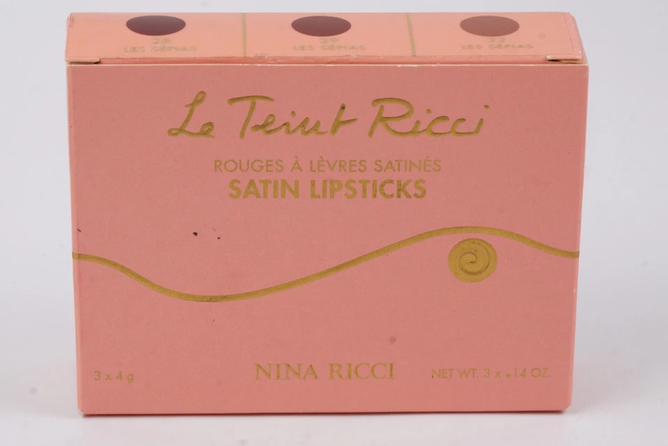 Nina Ricci Paris Le Teint Ricci Satin Lipsticks 3 Pc Set 28 29 32 Les Sepias NEW - Image 4 of 4