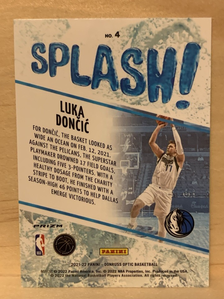 202122 Donruss Optic 4 Luka Doncic Splash Insert Card Mavericks eBay