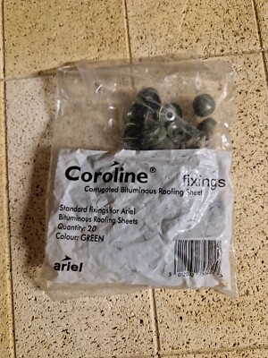 20 x Coroline Wellblech Bitumen Dachbahn Befestigungen - 65 mm Nägel - grün
