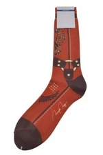 VK Nagrani NWT Dress Socks 100% COOLMAX Mid Calf One Size In Red Made in Italy