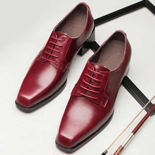 Mens Leather Dress Oxfords Square Toe 
