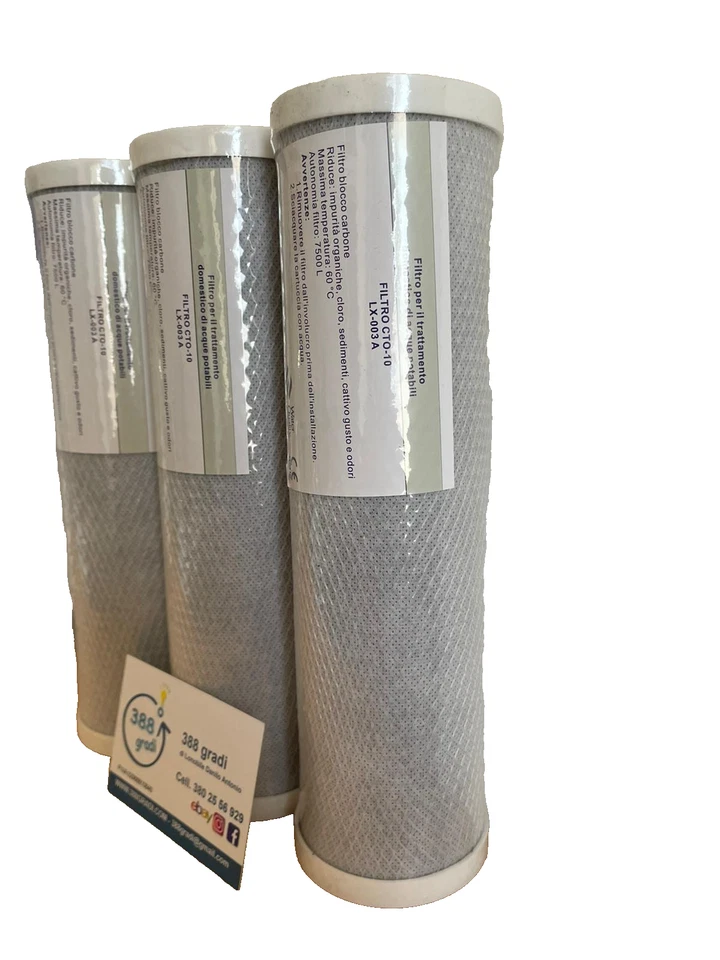 CARTUCCIA FILTRO CARBONE ATTIVO PEZZI 3 CTO CARBON BLOCK A 5 MICRON 10" - Image 3 of 4
