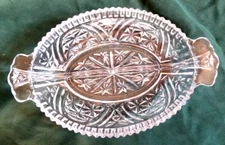 Divided Relish Easter Candy Dish VTG Pressed Clear Glass Tea Party 10"