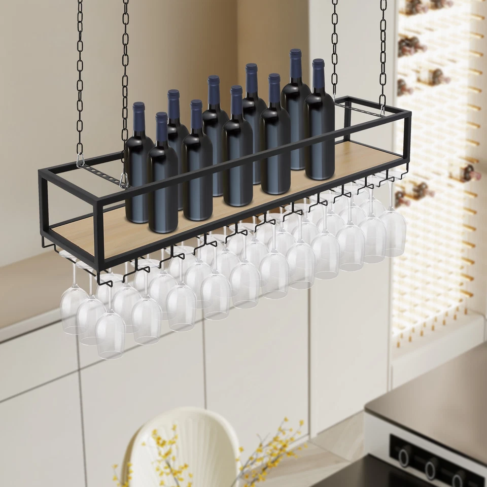 Vintage H?ngereal Wine Glass Shelf Ceiling Shelf Bars Wine Rack Bottle Rack 110cm - Image 3 of 4