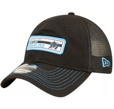Mens New Era MLB 9TWENTY Adjustable Miami Marlins Trucker Patch SnapBack Hat Cap