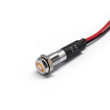 Alpinetech PL8MS 8mm  12V LED Signal Indicator Dash Light Chrome Bezel