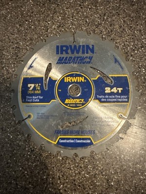New Irwin Marathon 7-1/4'' 24T Carbide Tip Circular Saw Blade 14030/24030