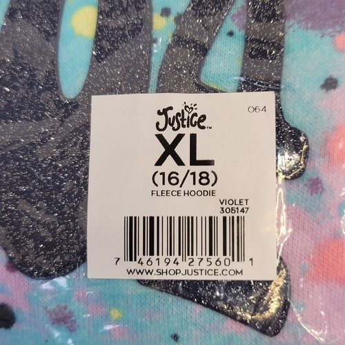 NWT Justice XL 16/18 Jogger & Hoodie Girl Fleece Sweats (Violet) Purple/Pink - Picture 8 of 8