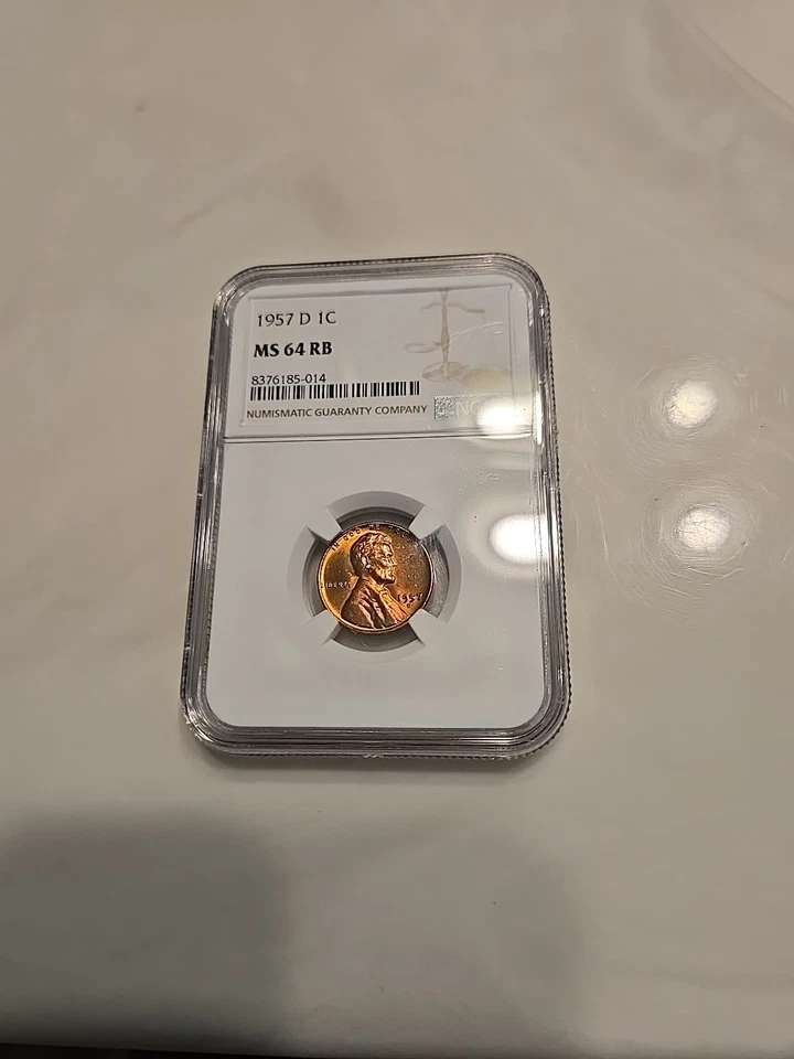 1957 D Lincoln Wheat Penny NGC MS 64 RB - Image 3 of 4