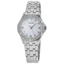 New Bulova Sutton Diamond White Mother of Pearl Dial Women's Watch 96R233