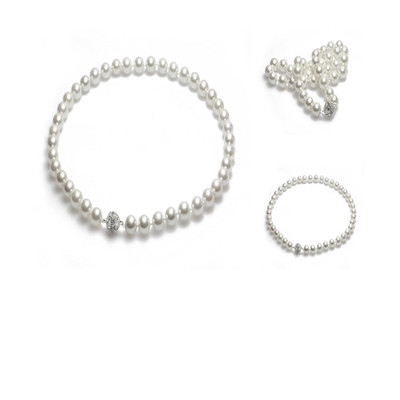 Perlenkette Damen Magnetverschluss Weiß Runde Muschelkern Halskette Choker Pearl