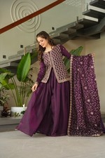 Purple Viscose JEQUARD CHOLI with Jacquard Work