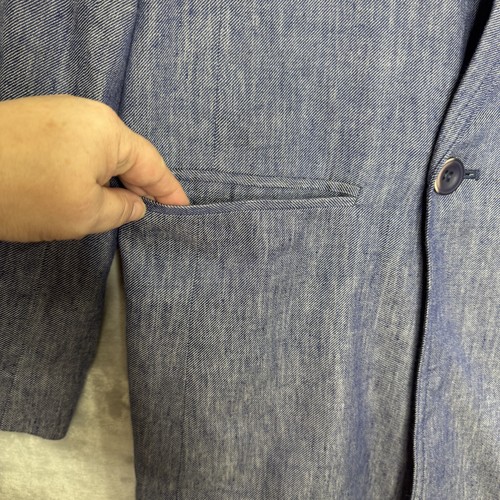 Talbots Blazer Womens 10 Blue Linen Blend Double Breasted Office Career Jacket - Picture 4 of 11