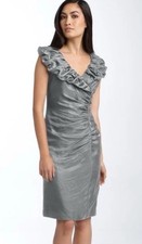 Adrianna Papell Evening Womens Iridescent Ruffle Neck Cocktail Dress Size 6P