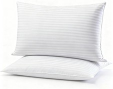 Flat Ultra Thin Bed Pillows Standard Size Pillow Set of 2 Extra Soft Down